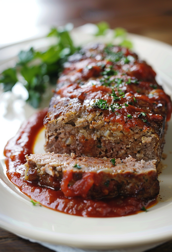 dterox Seasoned meatloaf with tomato sauce on a white plate f 9a0f7f85 d3cc 4613 8c25 7856e33dd76d 1.png
