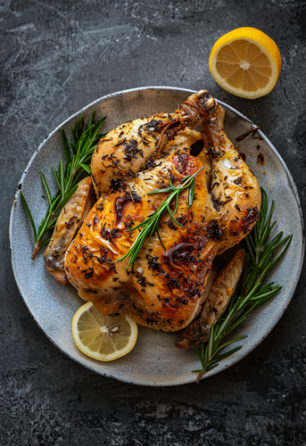 dterox Top view of roasted chicken on a plate with lemon and 17ca3a02 da9d 4645 be83 0827beb30e64 3.png
