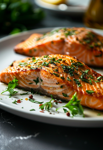dterox A photo of Baked Salmon with Cilantro in the style of 8959da11 564f 419c ae83 81a6f89672f2 3.png