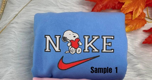 Snoopy And Woodstock Matching Fashion Embroidered Sweatshirts Collar Cotton Fabric Jersey.jpg