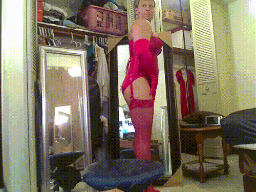 HEATH GRUSSING = My Slave in RED SATIN CORSET LINGERIE (FREDERICKS OF HOLLYWOOD Hook & Eye) Short Cl.gif
