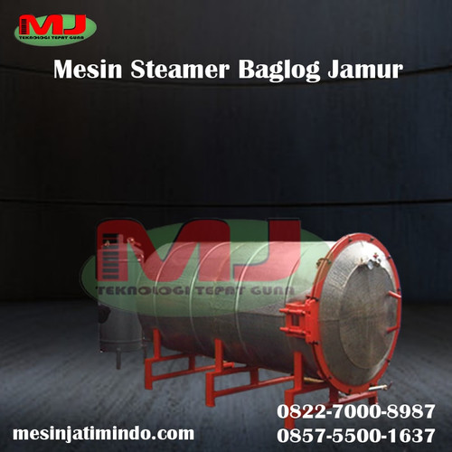 Mesin Steamer Baglog merupakan alat yang berfungsi untuk mensterilisasi baglog (media tanam) jamur. Baglog jamur sebelum ditanami dengan jamur harus disterilisasi terlebih dahulu dengan menggunakan alat steamer.