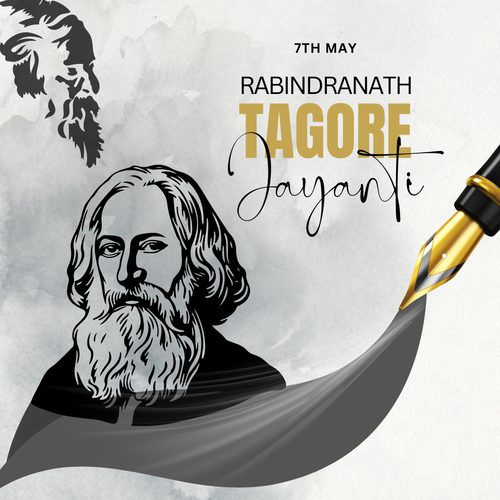 Grey and Yellow Minimal Rabindranath Tagore Jayanti Greeting Instagram Post.png