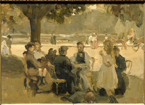 Israels, Isaac В Булонском лесу в Париже, 1919, 33 cm х 46 cm, Холст, масло