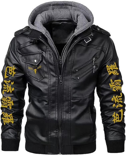Hanemiya Kazutora Cosplay Men s Leather Jacket Vintage Motorcycle Biker Jacket with Removable Hood 0.jpg