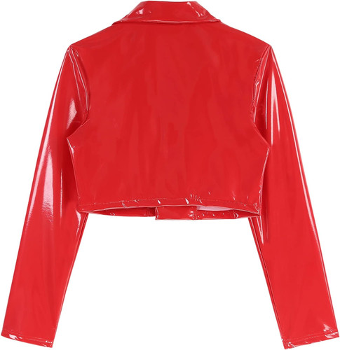 Women s Wetlook PVC Leather Lapel Cropped Jacket Biker Motorcycle Short Outerwear Coat 5.jpg
