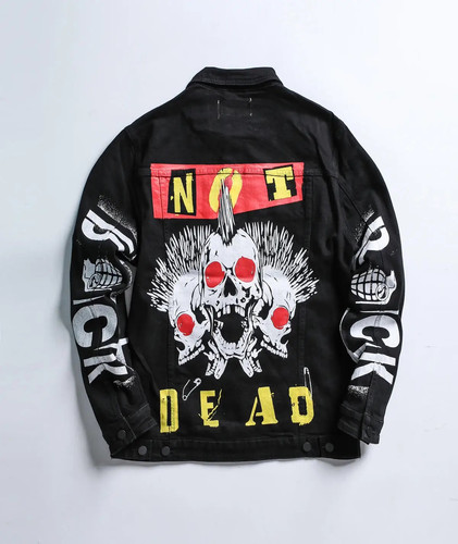 Stylish Skull Cartoon Men's Jeans Jackets Graphic Flame Printed Coats Slim Fit Black Denim Clothes F.jpg