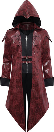ZNZHKR Mens PU Leather Steampunk Jacket Medieval Gothic Victorian Vampire Coat 0.jpg