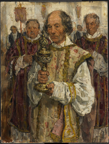 Israels, Isaac Шествие в Старой католической церкви в Гааге, 1881, 35 cm x 26,5 cm, Дерево, масло