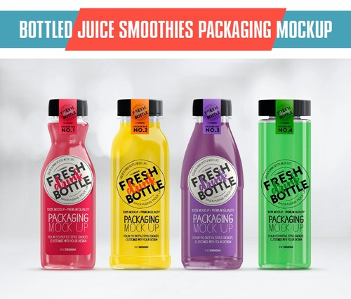 Bottled Juice Smoothies Packaging Mockup