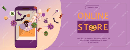 vector banner halloween cartoon template design advertising sales party invitations set halloween fl.jpg