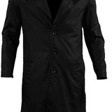 Men's Long Coat Real Leather Elbow Patch Billy Cotton Butcher Trench Coat Jacket Billy Jacket Butche