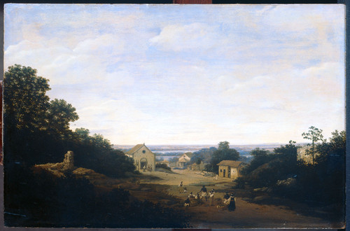 Post, Frans Jansz Бразильский пейзаж с деревней Игарасу, слева церковь Космы и Дамиана, 1659, 40 cm 