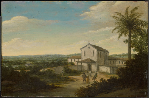 Post, Frans Jansz Дом голландского колониста в Бразилии, 1680, 16,5 cm х 25 cm, Дерево, масло