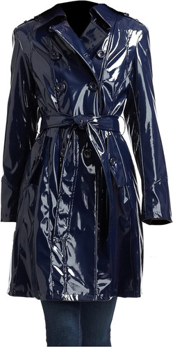 Womens Fashion Outdoor Wet Look Clothing Trench Coat Raincoat Black Pu Leather Wear PVC 0 (3)
