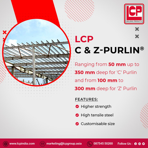 A solid foundation is the key to achieving strength and reliability, and this is what LCP C and Z purlins represent. These profiles, when used in construction, provide a strong, durable, and corrosion-proof structure that lasts for a long time. Made of galvanized steel, our products reduce the costs of maintenance and repair, making them an economical choice for construction projects. LCP India is the best steel purlin manufacturer in Punjab.

For More Information:-
Contact us: (+91) 87545 50260
Mail us: lcpindia@lcpgroup.asia
Visit Us: https://lcpindia.com/punjab/c-z-purlin-manufacturer