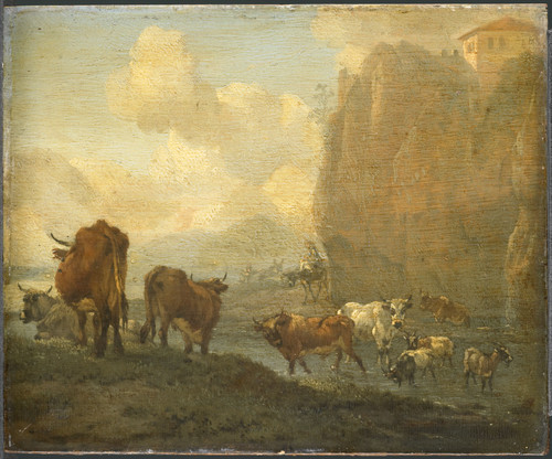 Romeyn, Willem Стадо у реки, 1694, 15 cm х 18,5 cm, Дерево, масло