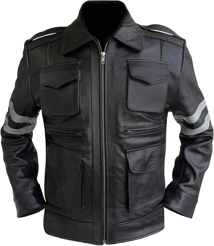 Marzz Store Mens RE6 Classic Resident Evil Leon Kennedy Gamer Faux Leather Jacket 0.jpg