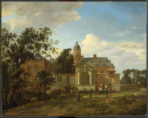 Heyden, Jan van der Вид замка ниенроде (Nijenrode) на реке Вехт (Vecht), 1672, 47 cm х 59 cm, Дерево