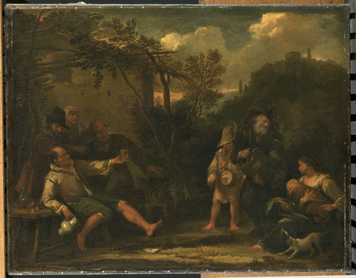 Helmbreeker, Dirck (приписывается) Веселая компания, 1702, 40 cm x 50 cm, Холст, масло