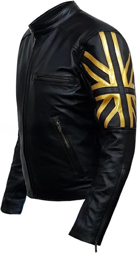 Marzz Store Men’s Brando British Flag Vintage Cafe Racer Union Jack UK Flag Motorcycle Biker Black L.jpg
