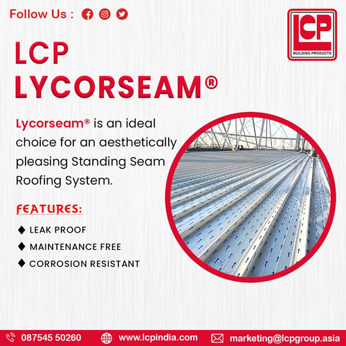 Don't settle for just any metal roofing system. Choose LCP LYCORSEAM® for a high-quality, customizable solution that adds value to your structure. With its superior durability and aesthetic appeal, you won't regret choosing LYCORSEAM®. LCP LYCORSEAM is the best roofing sheet supplier in Jaipur.

For More Information:-
Contact us: (+91) 87545 50260
Mail us: marketing@lcpgroup.asia
Visit Us: https://lcpindia.com/jaipur/curved-standingseam-profile