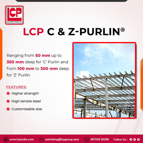 A solid foundation is the key to achieving strength and reliability, and this is what LCP C and Z purlins represent. These profiles, when used in construction, provide a strong, durable, and corrosion-proof structure that lasts for a long time. Made of galvanized steel, our products reduce the costs of maintenance and repair, making them an economical choice for construction projects. LCP India is the best steel purlin manufacturer in Jaipur.

For More Information:-
Contact us: (+91) 87545 50260
Mail us: lcpindia@lcpgroup.asia
Visit Us: https://lcpindia.com/jaipur/c-z-purlin-manufacturer