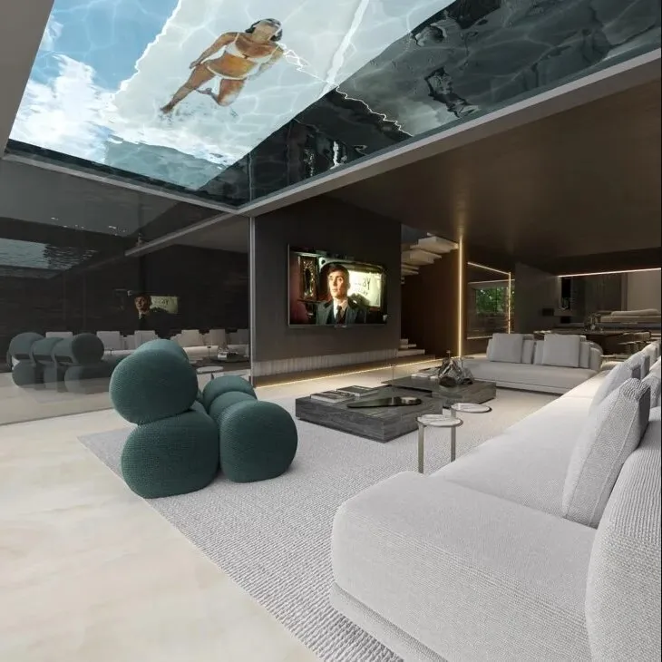 piscina transparente teto leo santana