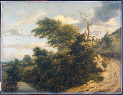 Ruisdael, Jacob Isaacksz van Песчаная дорога в дюнах, 1655, 32 cm x 42,5 cm, Дерево, масло