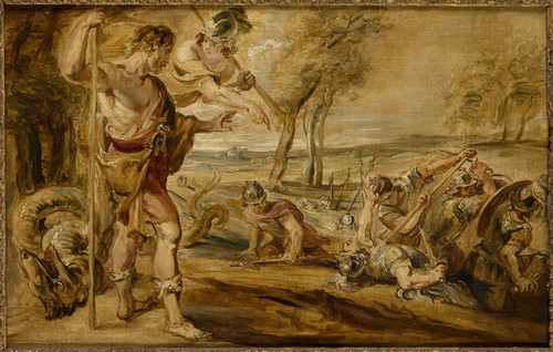 Rubens, Peter Paul (мастерская) Кадмос засеял в поле зубы дракона, 1690, 25,5 cm х 40,5 cm, Дерево, 