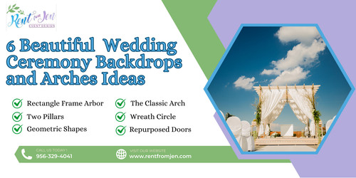 Elevate your wedding ceremony with a beautiful backdrop or arch from Rent from Jen.  we offer a wide range of styles and sizes to complement any wedding theme. Choose from our selection of high-quality rentals to add a touch of elegance and romance to your special day. Visit us now: https://rentfromjen.com/arches-and-backdrops