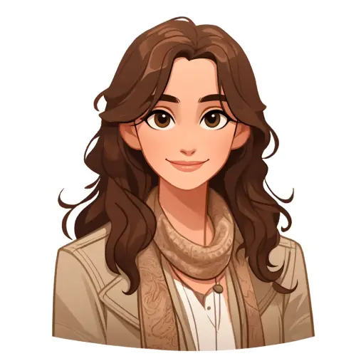 DALL·E 2024 04 05 20.50.49 Create an illustration of a woman with long wavy brown hair, light skin, .webp