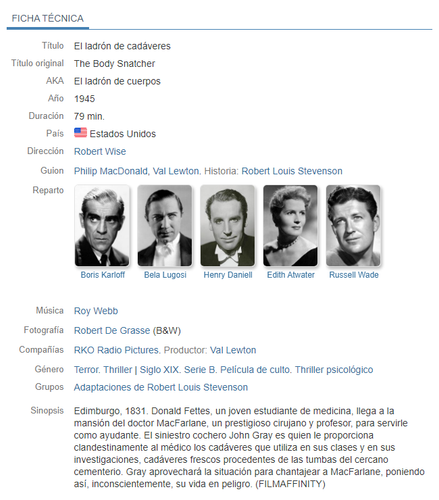 El ladron de cadaveres ficha