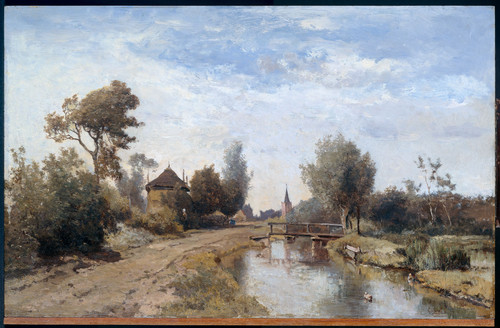 Gabriel, Paul Joseph Constantin Пейзаж в Кортенхоеф, 1877, 37 cm х 57,5 cm, Дерево, масло