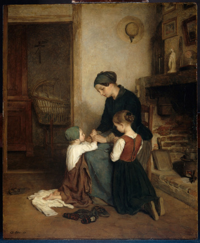 Frere, Pierre Edouard Вечерняя молитва, 1857, 46,5 cm х 38,5 cm, Дерево, масло