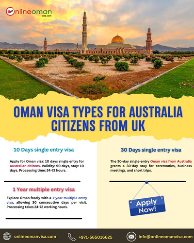 Explore Oman visa types for Australia citizens from the UK. Find information on requirements, processing, and application procedures for travelers.