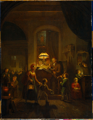 Haanen, George Gillis Вечерняя школа, 1835, 64 cm х 50 cm, Дерево, масло