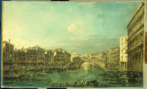 Guardi, Francesco Регата на Большом канале у моста Риальто в Венеции, 1793, 48 cm x 79 cm, Холст, ма