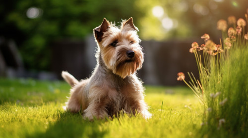 Cute terrier dog at garden minimalistic simple stockimage ar 169 00068 03.jpg