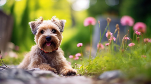 Cute terrier dog at garden minimalistic simple stockimage ar 169 00068 01.jpg