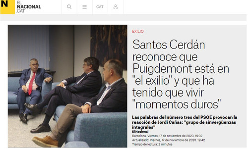 Santos Cerdán reconoce que Puigdemont está en el exilio y que ha tenido que vivir momentos duros .jpg