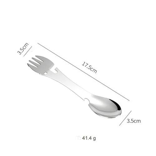spork camping furculita cutit lingura usoara tacam portabil otel inox breloc drumetii calatorii sporc