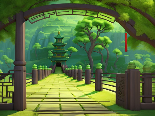 3D Animation Style focus on gates landscape of china kingdom c 0