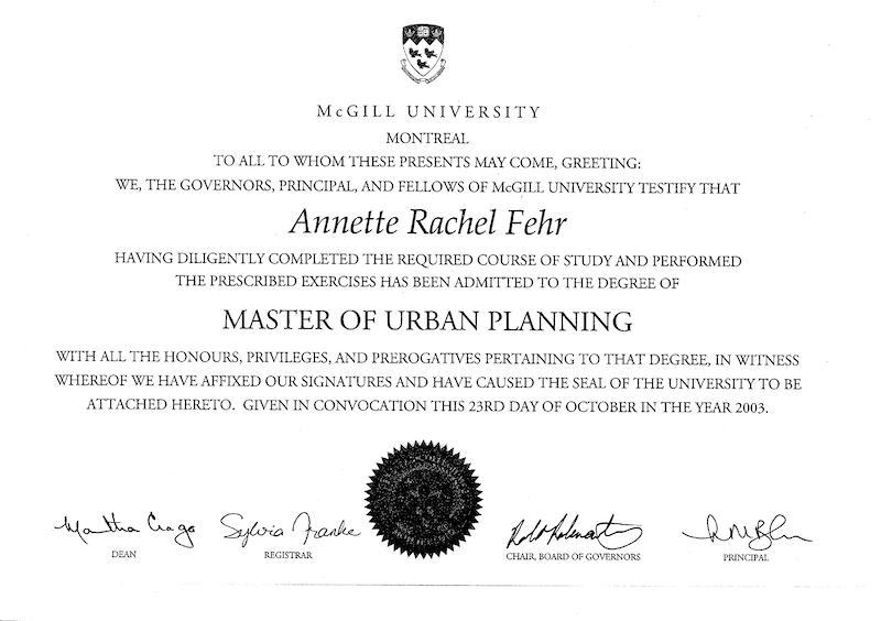 FEHR Annette MUP Master of Urban Planning small