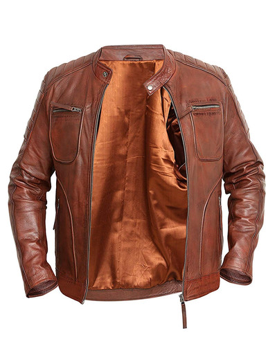 Cafe Racer Brando Motorcycle Brown Leather Jacket1.jpg
