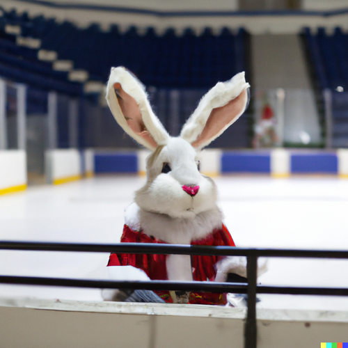 DALL·E 2023 11 27 11.52.10 rabbit in santa costume in ice hockey hall.png