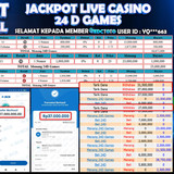 Selamat Kepada Member EDCTOTO JACKPOT 95 JUTA DI LIVE CASINO 24D GAMES .  jangan di ragukan situs RESMI EDCTOTO  ID : YQ***663 Tanggal : 22-11-2023 RP 95.000.000
