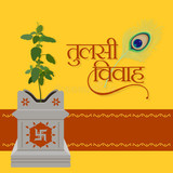 beautiful hindi typography tulsi vivah means basil plant wedding hindu festival editable illustratio