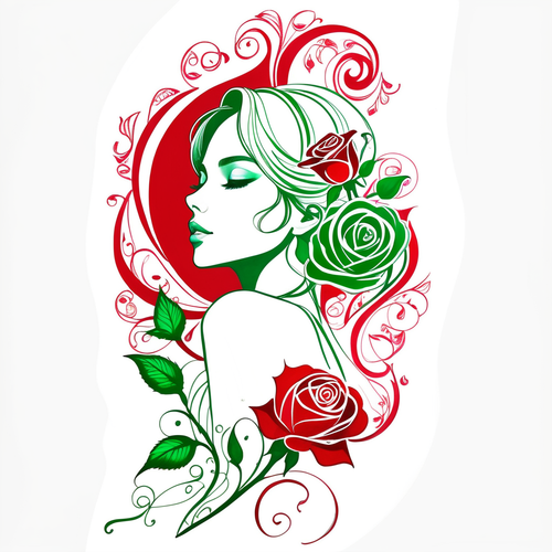 4 a 2d sketch minimalist watercolor ink art white red green intricate arabesque sketch des(1).png