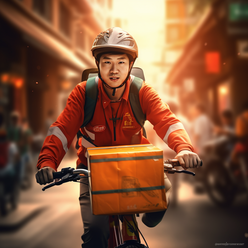 Zulurr Chinese deliverymen ride electric bicycles holding expre 6e0cce66 0c7f 43fc b8cb 52ea1813bc5e.png
